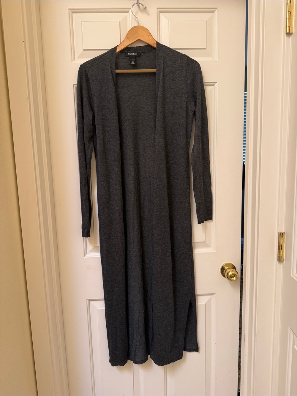 White House Black Market Dark Gray Long Open-Front Cardigan - Medium